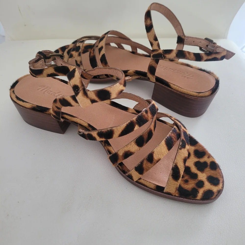 Madewell The Lori Sandal in Leopard Calf Hair Size 6 NEW AH730 - Picture 5 of 15